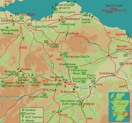 Jedburgh to Edinburgh Map