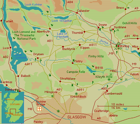 Stirling to Glasgow Map